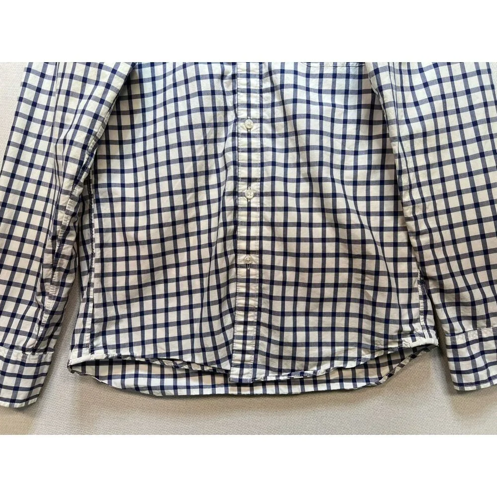 J. Crew Men's Slim Fit Button Down Shirt Long Sleeve Size S Navy White Check